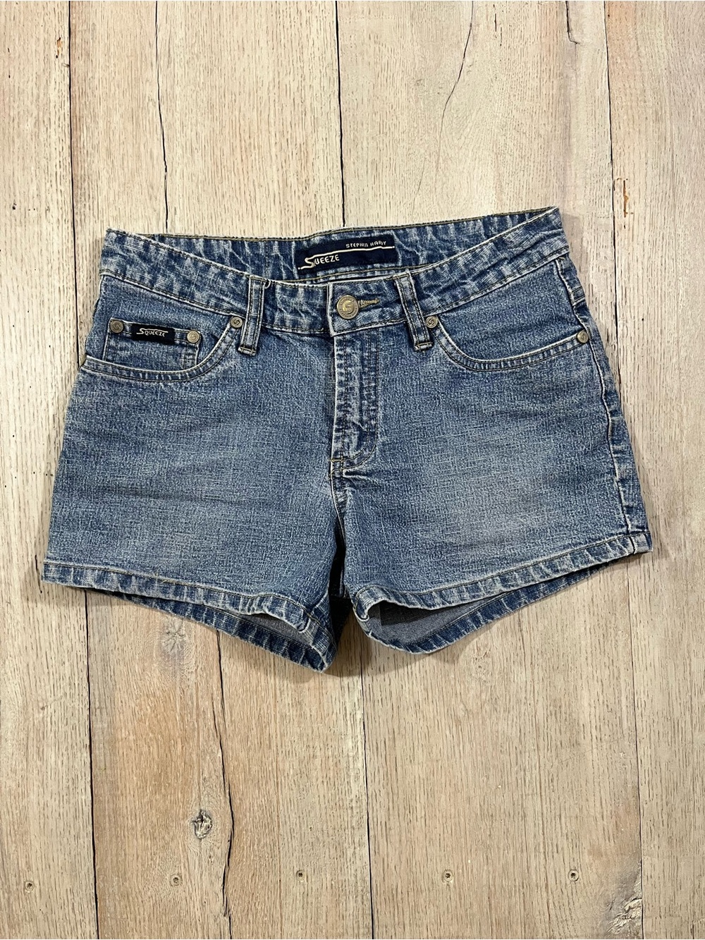 Vintage Squeeze Juniors Denim Jean Shorts Blue Sz 3/4